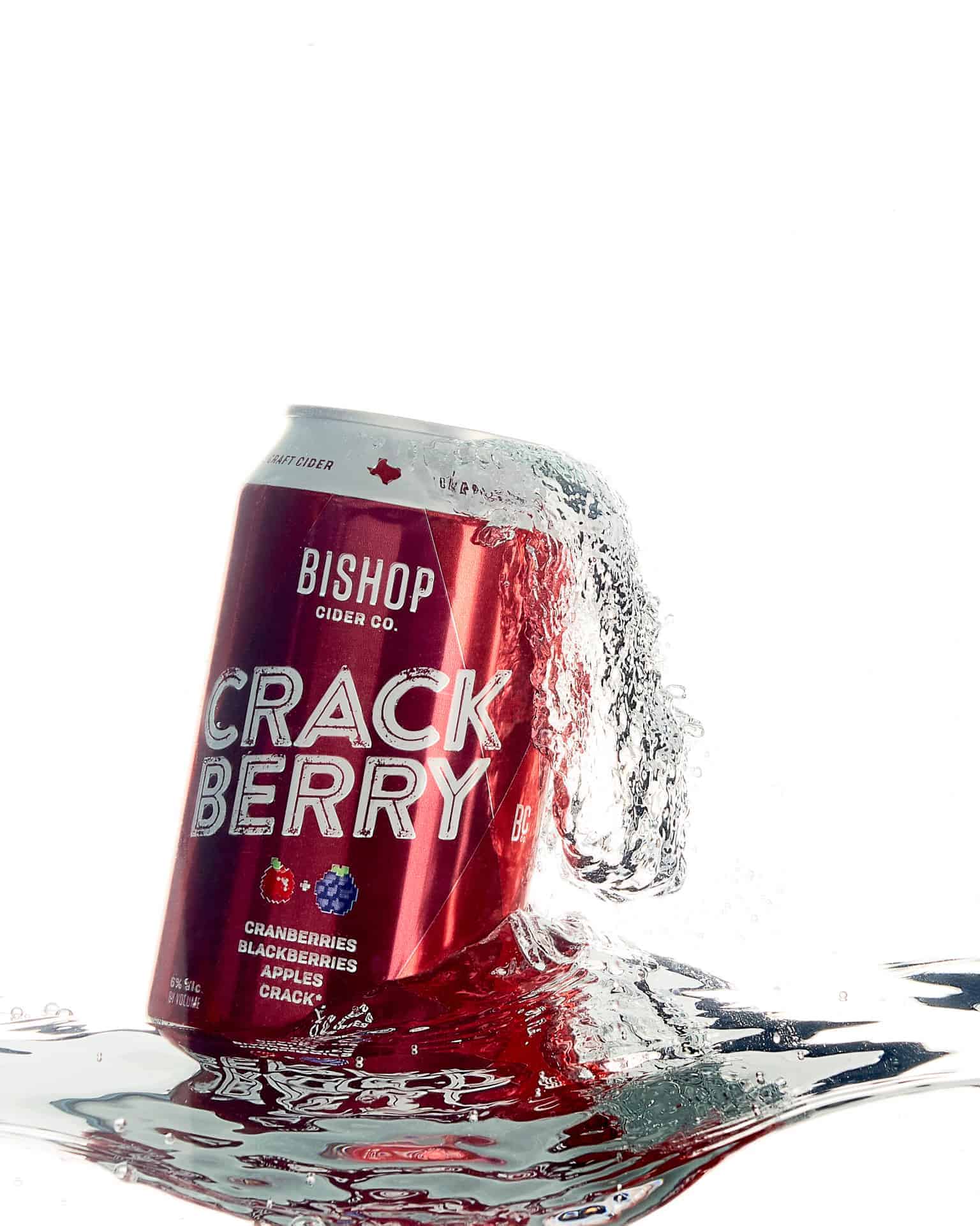Bishop Cider's Crack Berry in water splash.